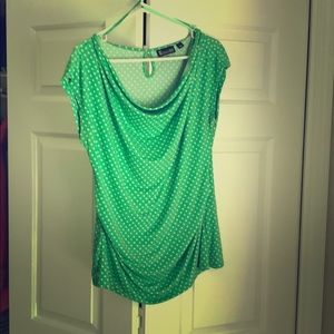 Vintage-inspired, drape necked, polka dot top